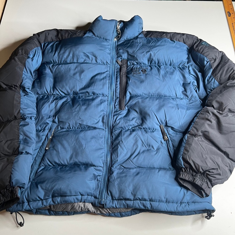 Mountain Hardwear Mens XL Blue Black Down Puffer Jacket OM2731 Quilted Coat